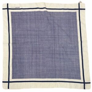 Beene Vintage Beige and Navy Square Scarf Made in France